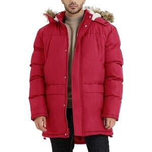 VOPOKER Men's Long Winter Hooded Jacket Warm Windproof Puffy Coat Padded